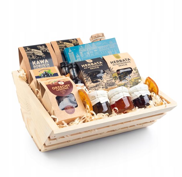 PREMIUM KOSZ prezentowy KAWA HERBATA na urodziny rocznicę BOX PREZENT