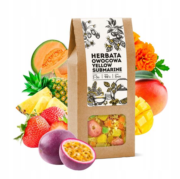 Herbata owocowa Yellow Submarine marakuja truskawki mango na prezent 100g
