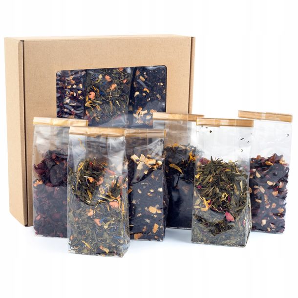 Zestaw herbat NA PREZENT w pudelku mix herbaty liściaste smakowe