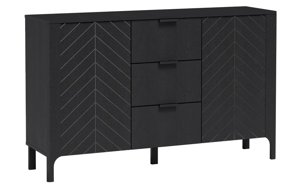 Elegancka czarna komoda w jodełkę W0-N00
