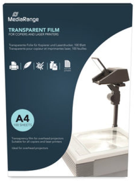 MediaRange MRINK160 filmy do drukowania Laser A4 (210×297 mm) Przezroczysty 100 ark. MRINK160