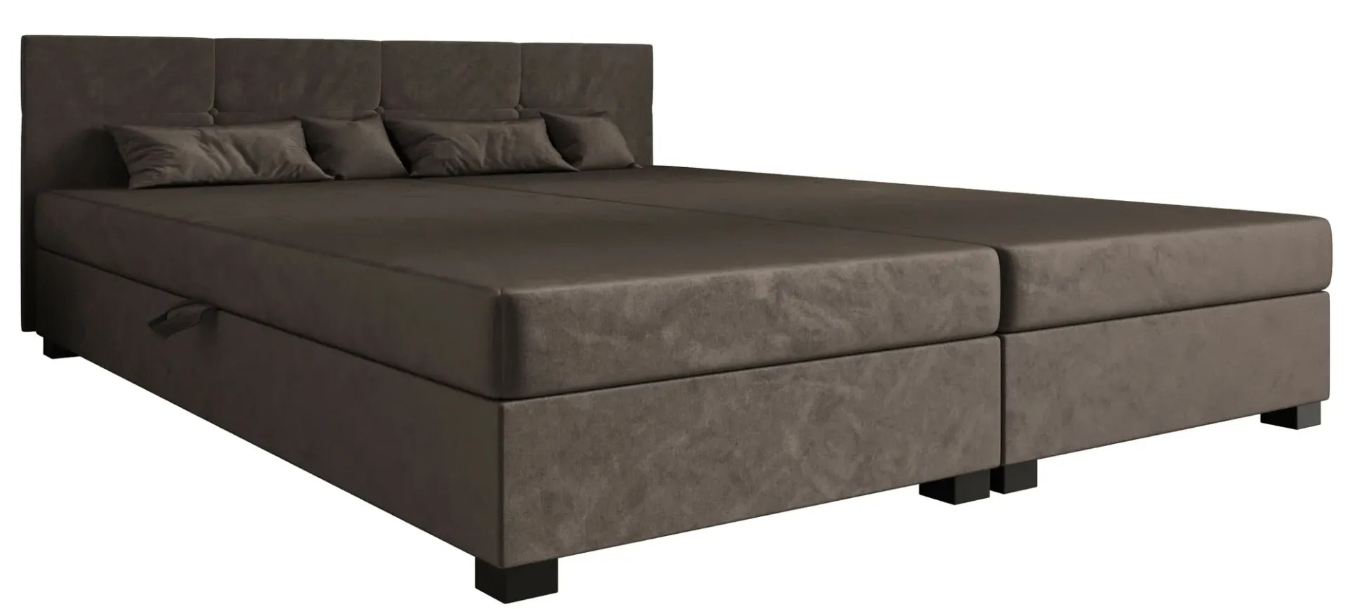 Łóżko welurowe brązowe z zagłówkiem C1-E89