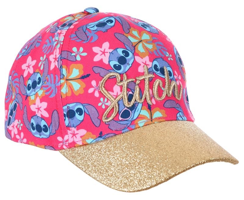 Kolorowa czapka bejsbolówka z daszkiem, złota, Disney Stitch, bawełna, rozmiar 52 cm