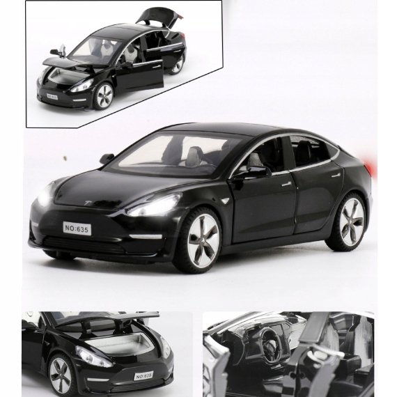 Tesla model 3 1:32 otwierane drzwi światła LED metalowy prezent