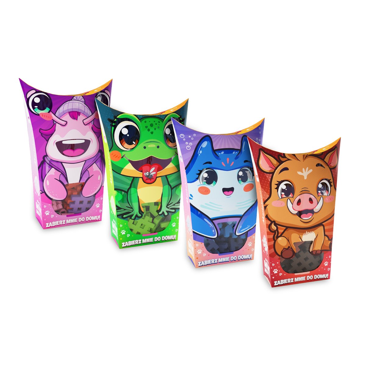 Marioinex Mini Waffle Pocket Pets 4-pak żaba, płaszczka, dzik, ślimak