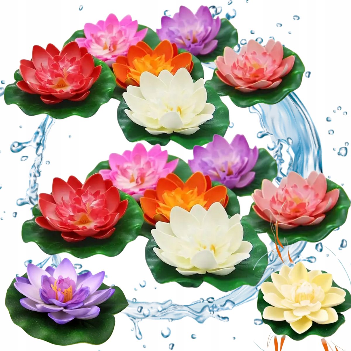 Pływające lilie 12 szt sztuczne wodne pływające dekoracje DO OCZKA WODNEGO