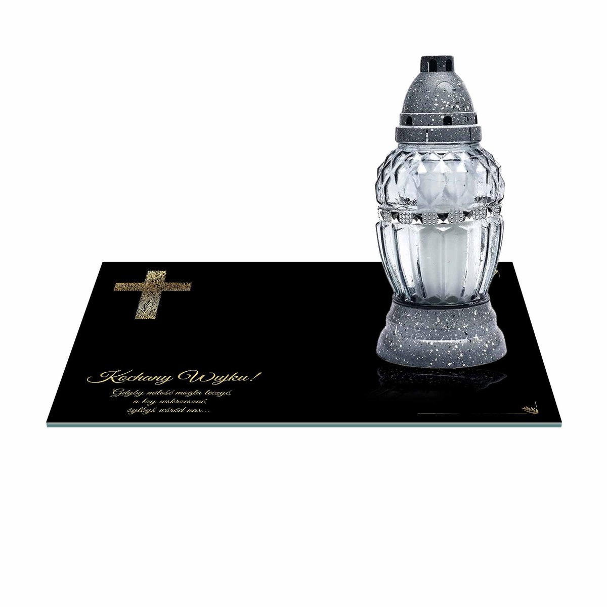 SZKLANA PODSTAWKA POD ZNICZE 30x20cm 502a Wujku