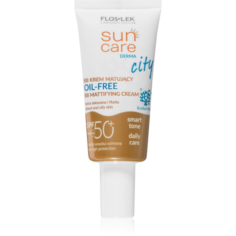 Flos-Lek Laboratorium, Sun Care Derma City Oil-Free, krem tonujący BB SPF50+, skóra tłusta i mieszana, 30 ml