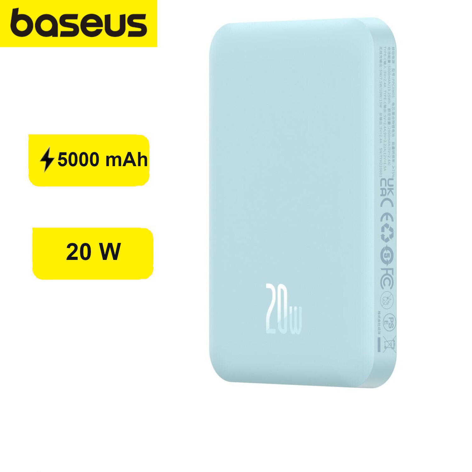 Baseus Magnetyczny mini powerbank 5000mAh 20W niebieski