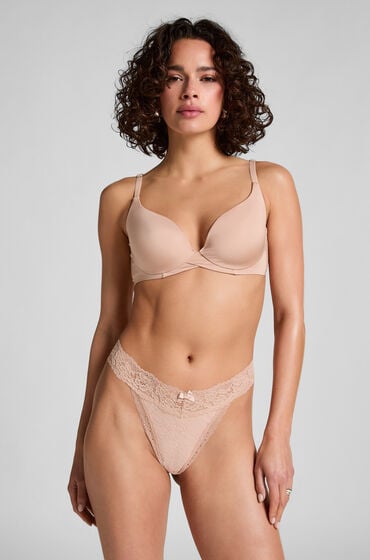 Hunkemöller Stringi z niskim stanem Madison Beżowy