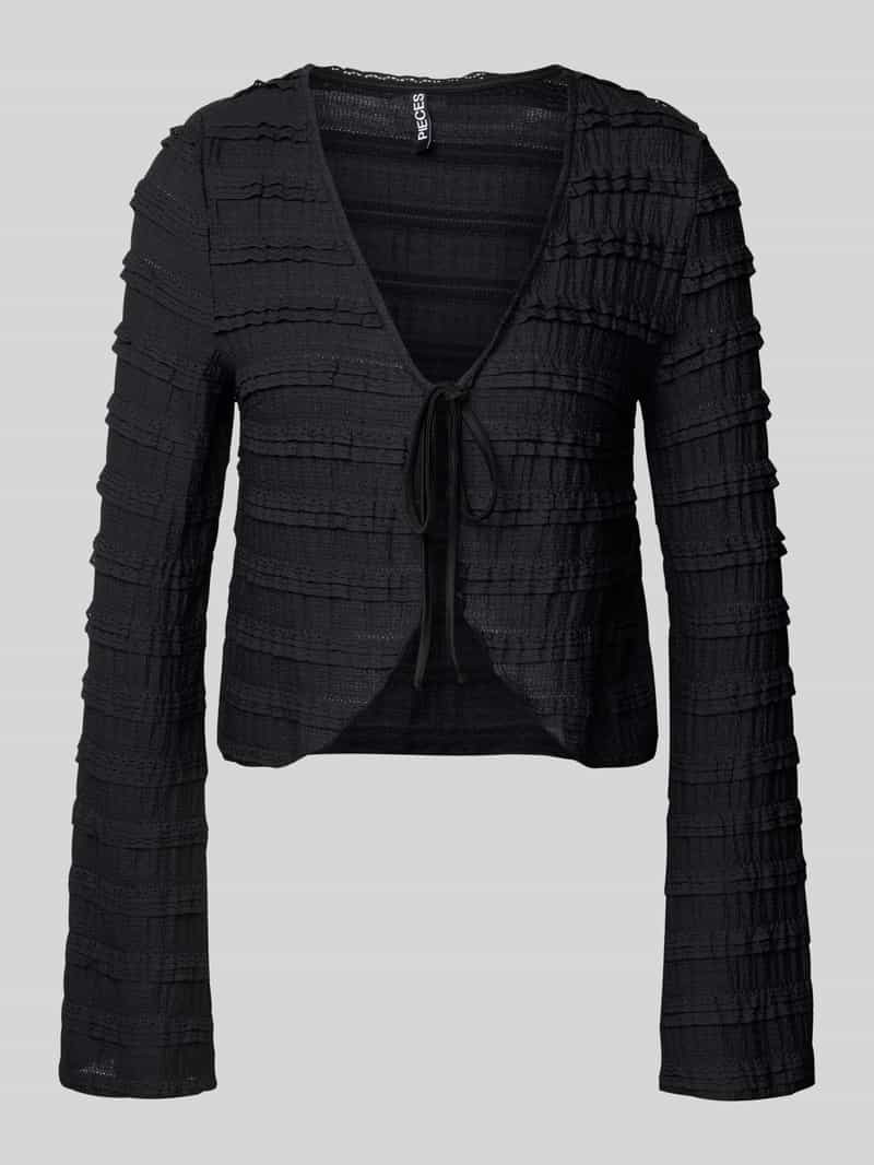 Kardigan o kroju regular fit z detalami z koronki model ‘ANINE’