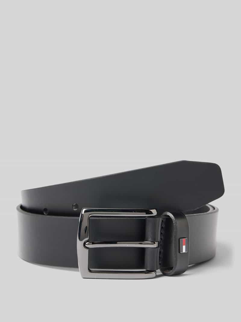 Pasek skórzany z aplikacją z logo