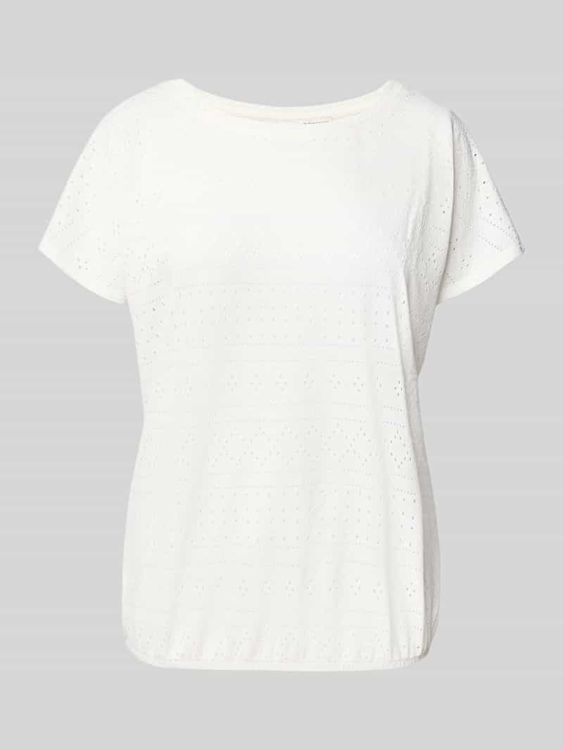 T-shirt o luźnym kroju z ażurowej dzianiny