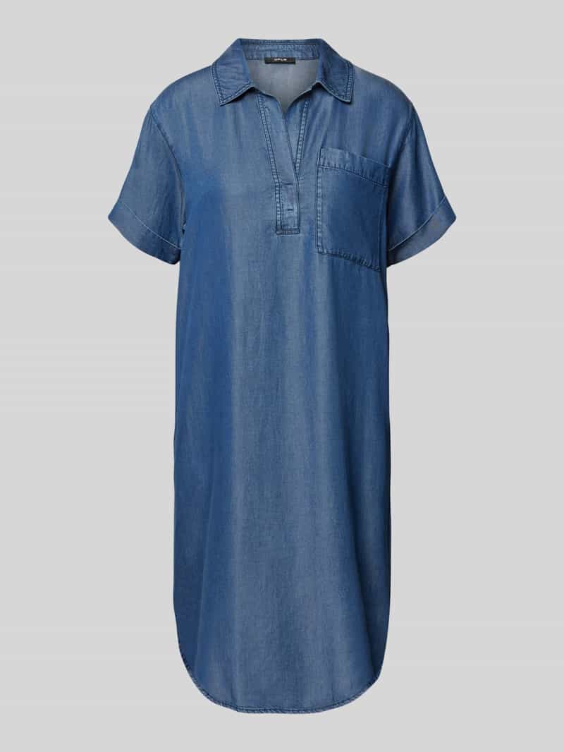 Sukienka jeansowa o długości do kolan z kieszenią na piersi model ‘Wasya’