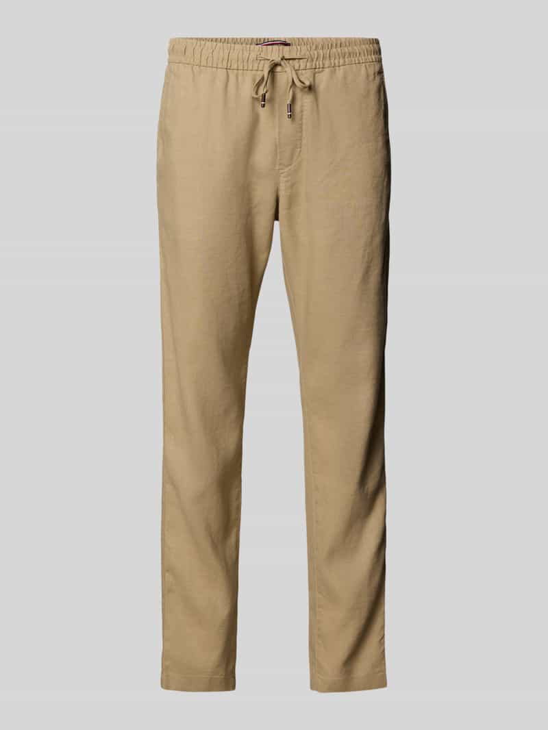 Spodnie materiałowe o luźnym kroju z mieszanki lnu model ‘HARLEM’