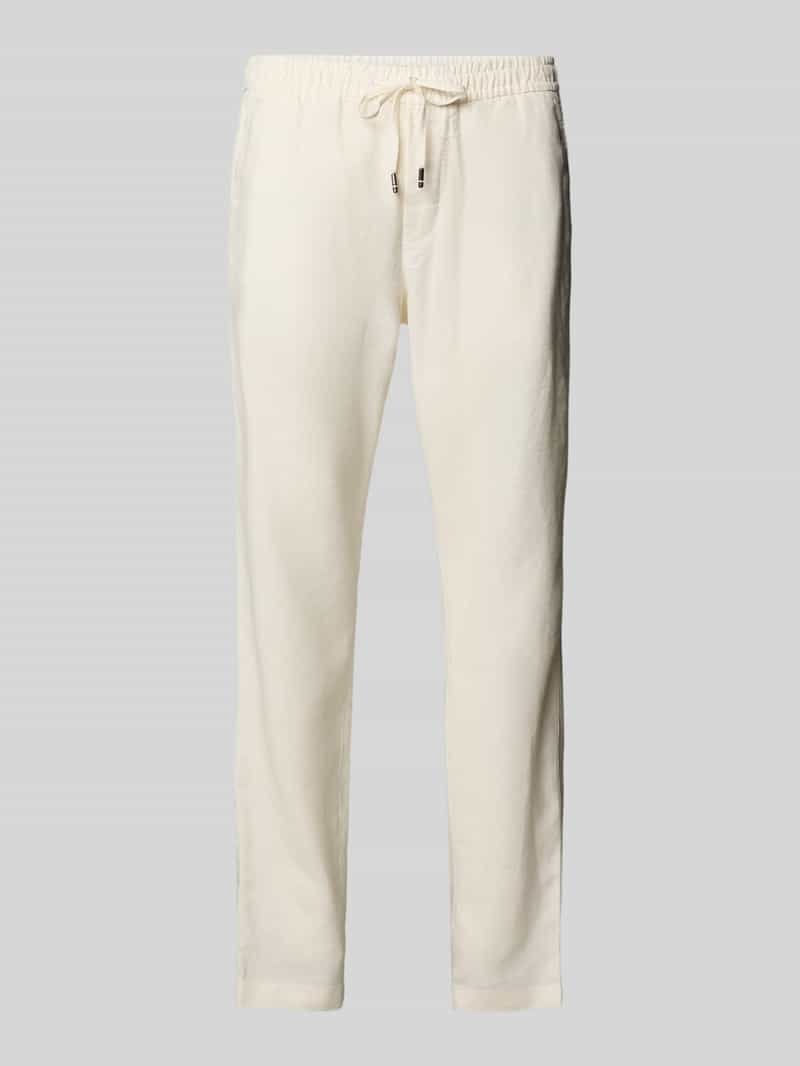 Spodnie materiałowe o luźnym kroju z mieszanki lnu model ‘HARLEM’