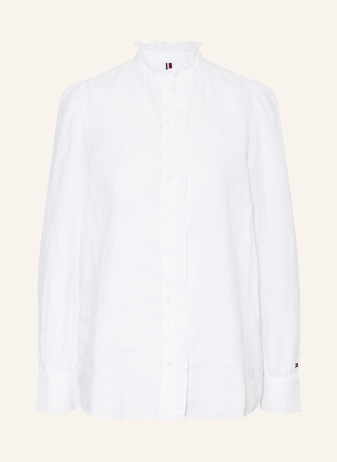 Tommy Hilfiger Bluzka Z Lnu Z Falbankami weiss