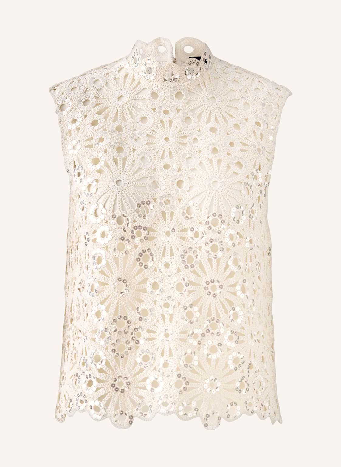 Oui Top Szydełkowy Z Cekinami beige