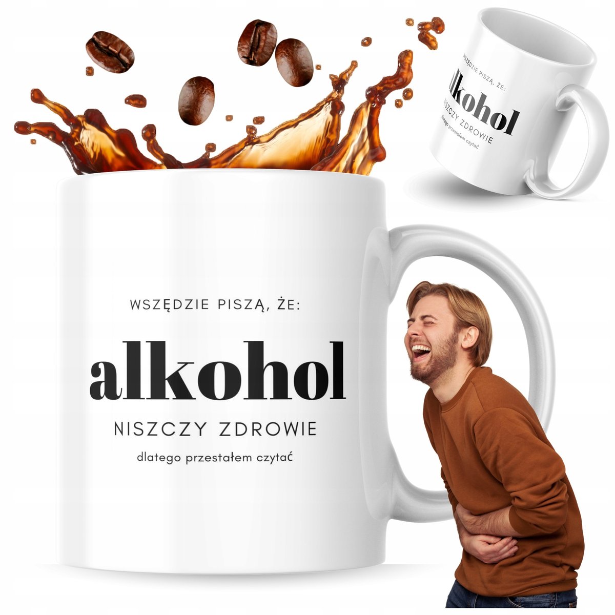 Kubek z nadrukiem 330 ml Alkohol Kubek Do Kawy Prezent Śmieszny Kubek