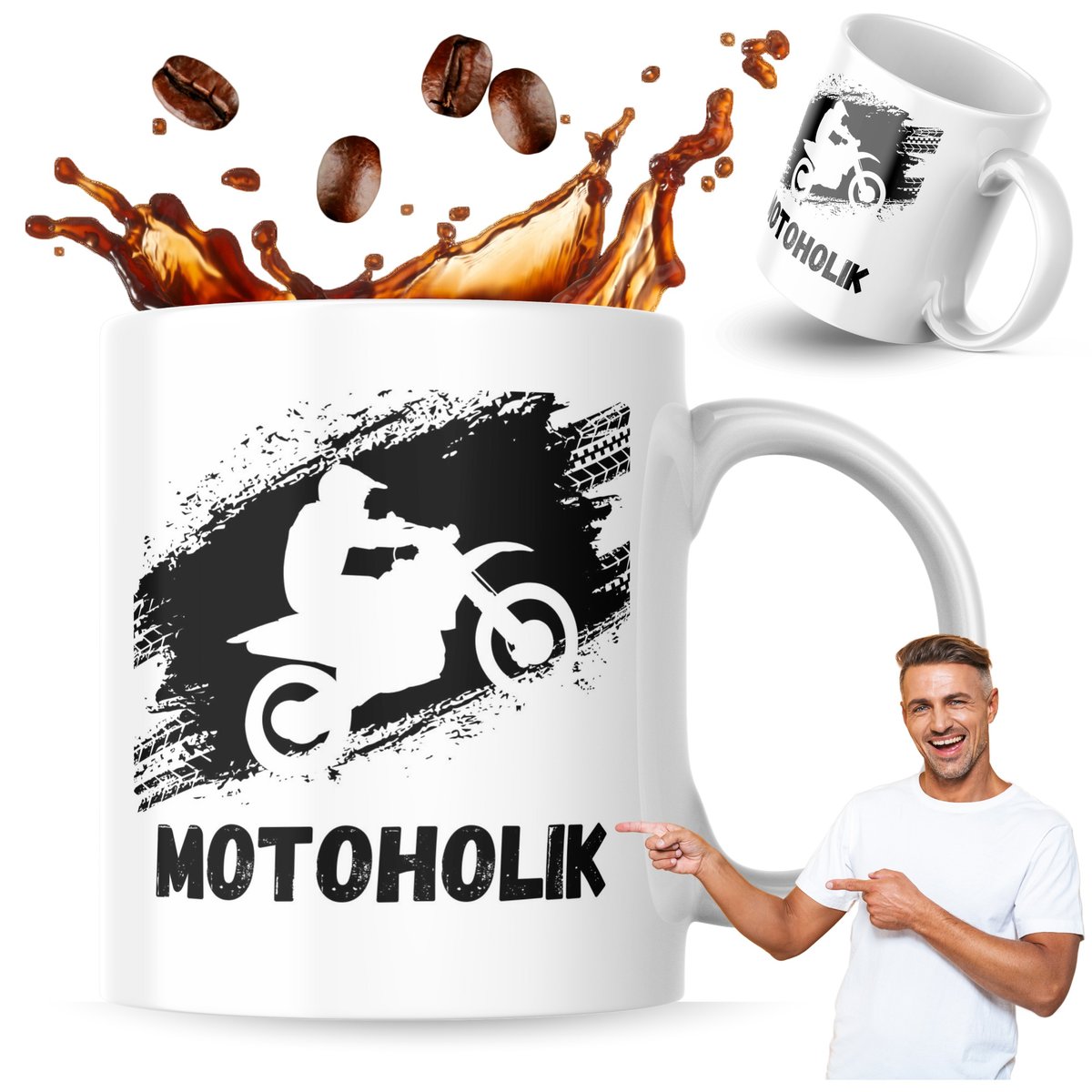 Kubek z nadrukiem 330 ml Motoholik Do Kawy Prezent Kubek Dla Motocyklisty