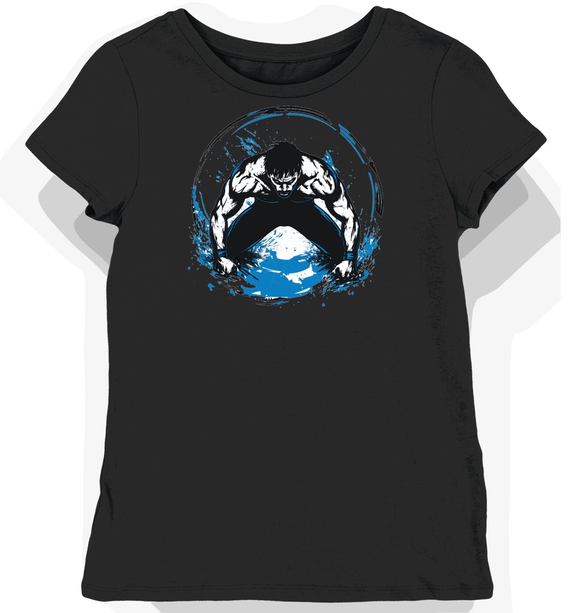 Koszulka damska czarna z nadrukiem sumo w sportowym stylu XL