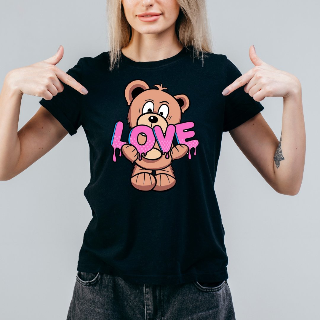 T-Shirt Koszulka czarna z nadrukiem Miś Love Teddy rozmiar S