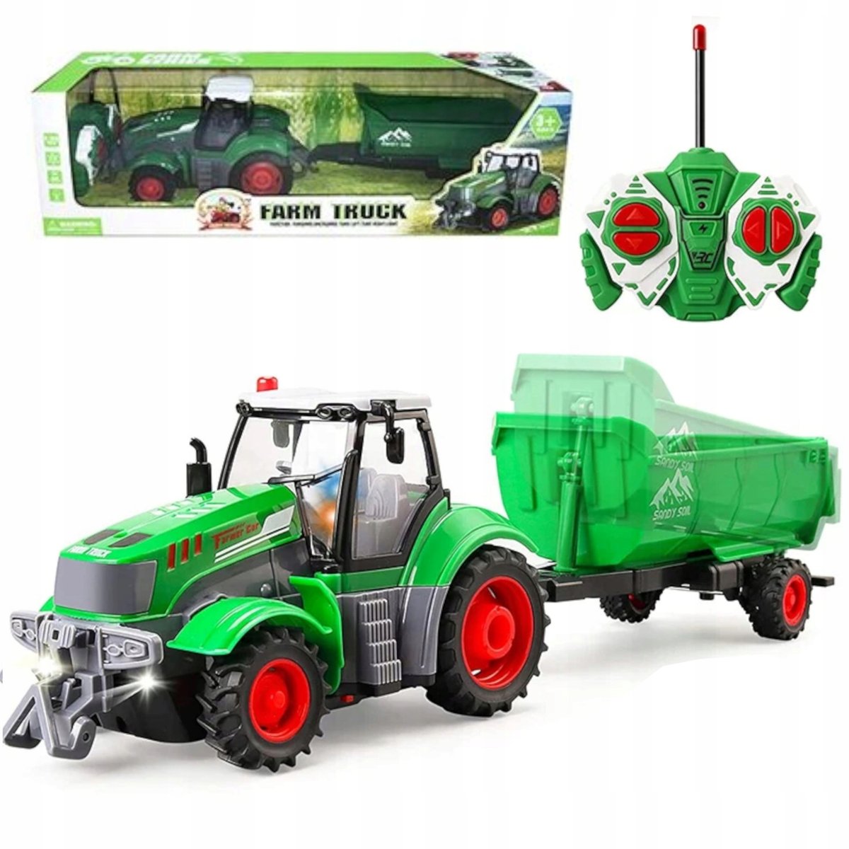 Traktor Z Przyczepą Zdalnie Sterowany Akumulator Ładowarka 9877-14