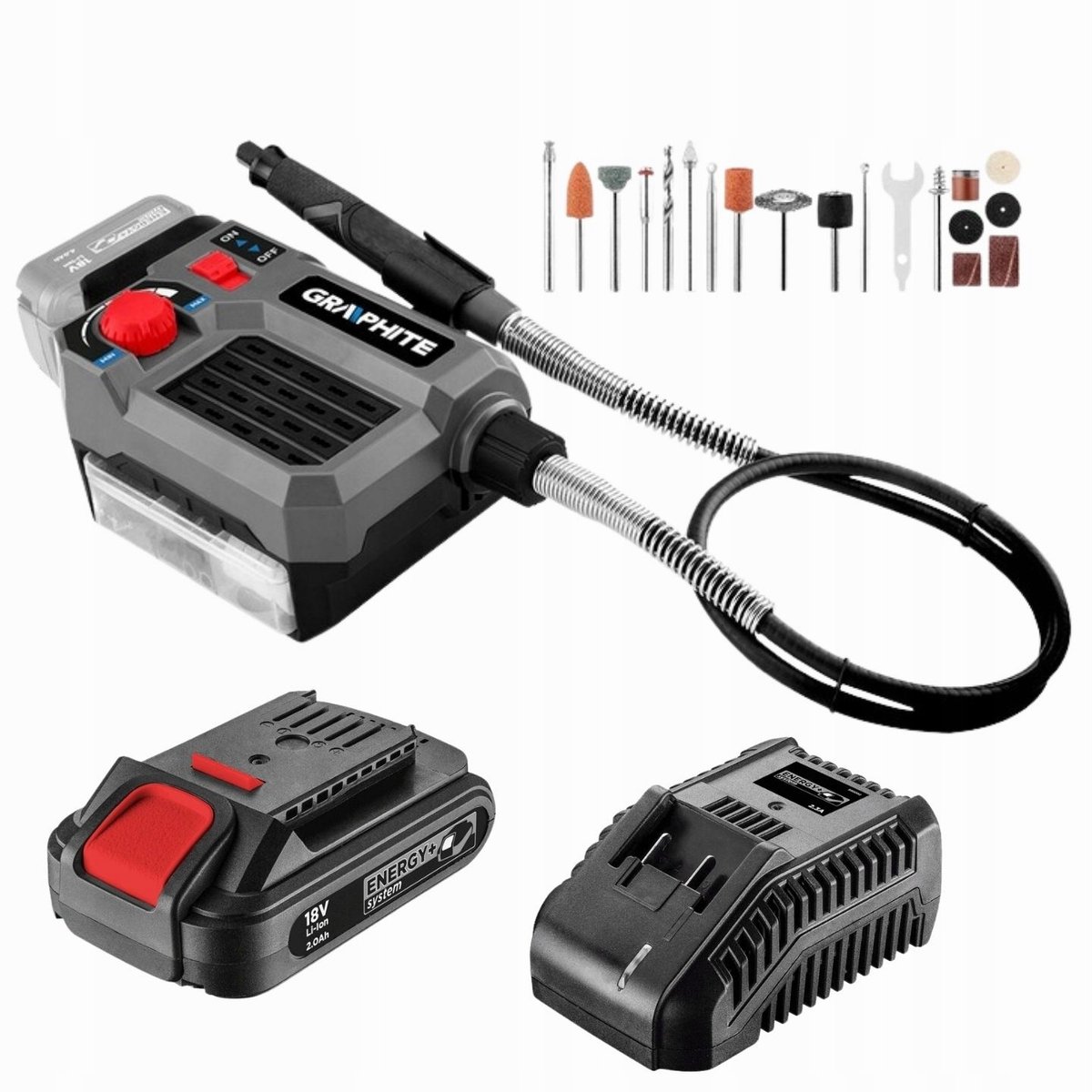 Graphite MULTISZLIFIERKA + 40 AKCESORIA +AKU 2AH +ŁADOWARKA