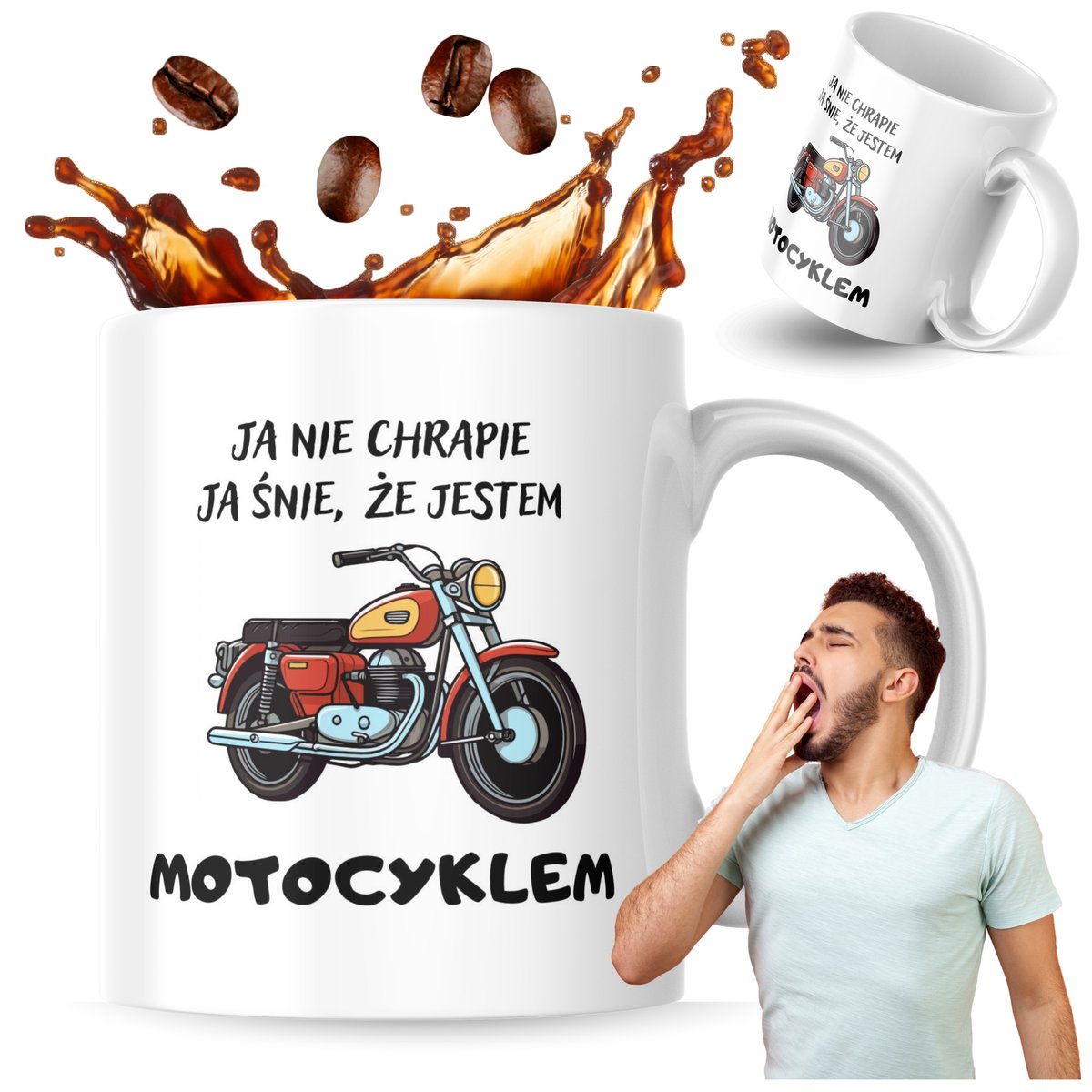 Kubek z nadrukiem 330 ml Ja Śnie, Że Jestem Motocyklem Kubek Prezent