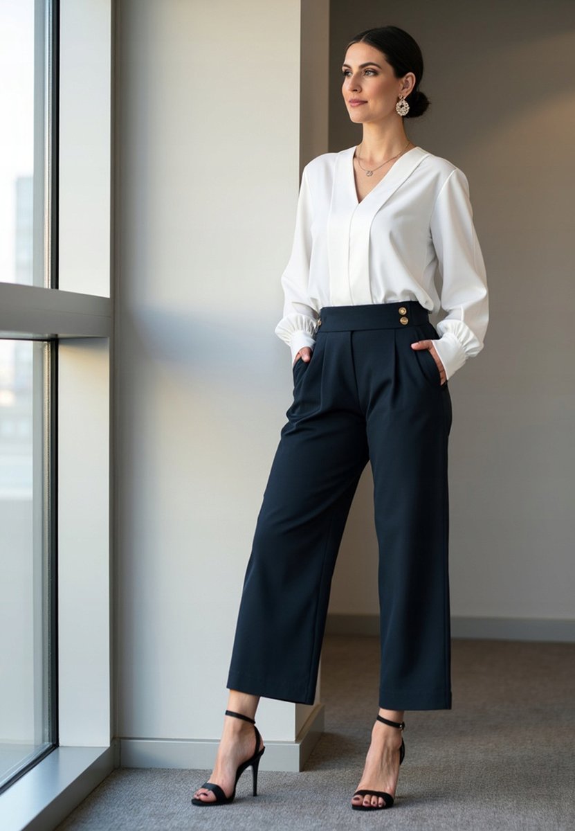 Spodnie garniturowe damskie Spodnie granatowe M1132 M1132 r. S/M