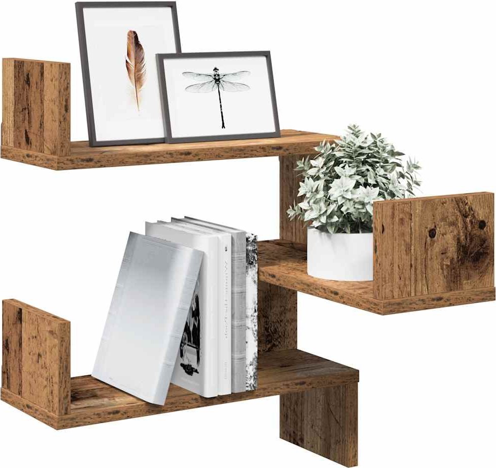 vidaXL Narożna półka ścienna, stare drewno, 40x40x49,5 cm