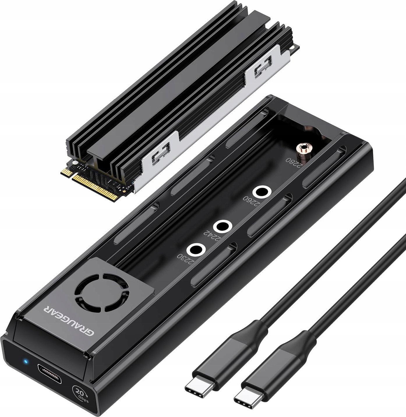 Kieszeń Graugear GRAUGEAR externe Docking M.2 NVMe/NGFF SSD mit Lüfter 20Gbit G-M205-20G-F