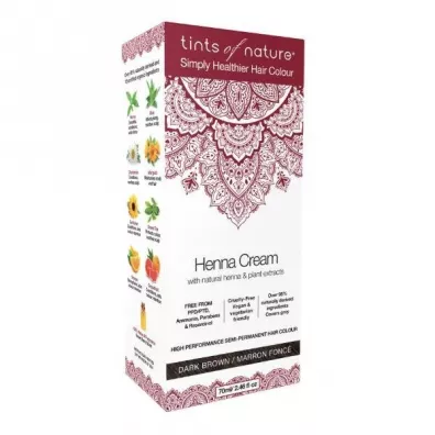 Tints of nature Półtrwała farba do włosów w kremie z henną - Ciemny brąz 70 ml