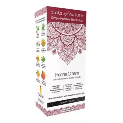 Tints of nature Półtrwała farba do włosów w kremie z henną - Czarna 70 ml