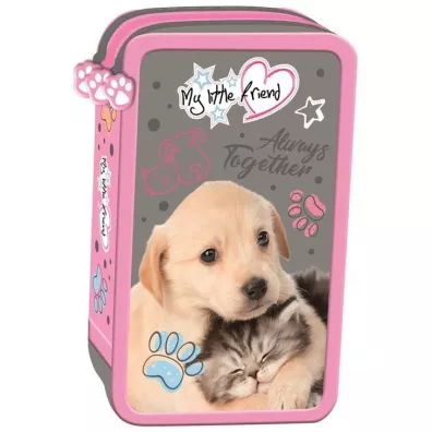 St. Majewski Piórnik potrójny z wyposażeniem Cat & Dog