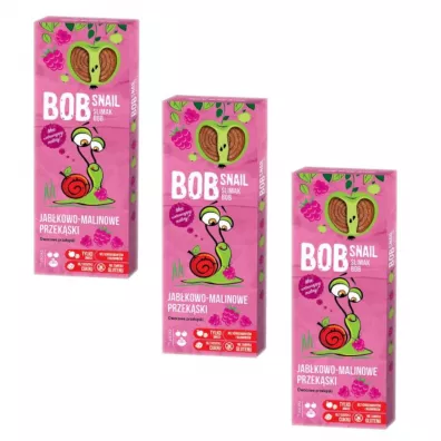 Bob Snail Przekąska jabłkowo-malinowa z owoców bez dodatku cukru Zestaw 3 x 30 g
