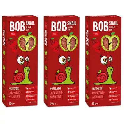 Bob Snail Przekąska jabłkowo-wiśniowa bez dodatku cukru Zestaw 3 x 30 g