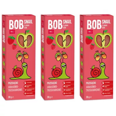 Bob Snail Przekąska jabłko-truskawkowa z owoców bez dodatku cukru Zestaw 3 x 30 g