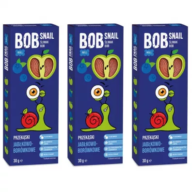 Bob Snail Przekąska jabłkowo-borówkowa bez dodatku cukru Zestaw 3 x 30 g