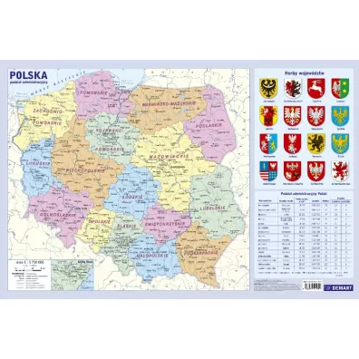 Demart Administracyjna mapa Polski. Podkładka na biurko Outlet