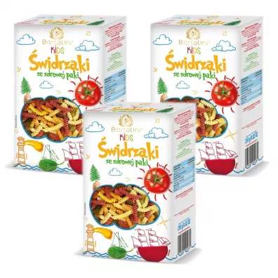 Bartolini Kids Makaron dla dzieci z warzywami świdrzaki Zestaw 3 x 250 g