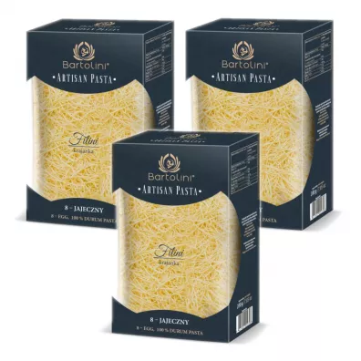 Bartolini Artisan Makaron durum 8-jajeczny krajanka Zestaw 3 x 200 g