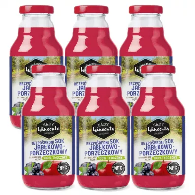Sady Wincenta Sok 100% jabłkowo-porzeczkowy naturalnie mętny tłoczony NFC Zestaw 6 x 330 ml
