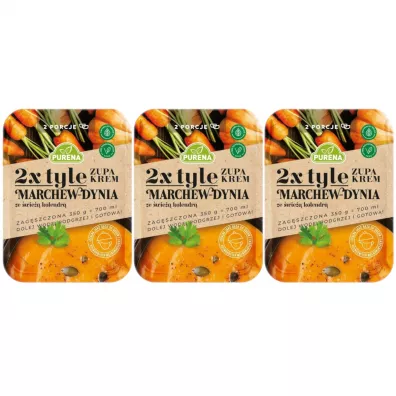 Purena Zupa Krem marchew-dynia ze świeżą kolendrą zagęszczona Zestaw 3 x 350 g