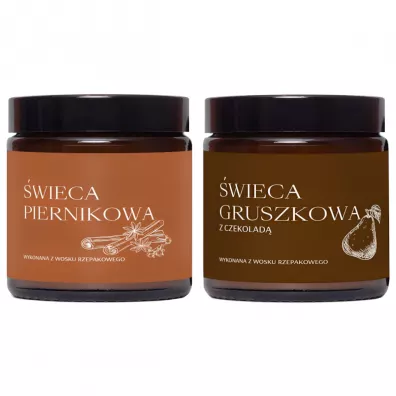 Mglife Zestaw świec z wosku rzepakowego - piernikowa, gruszkowa z czekoladą 2 x 120 ml
