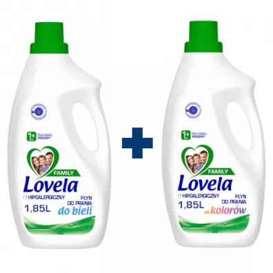 Lovela Family hipoalergiczny płyn do prania dla całej rodziny do kolorów i do bieli Zestaw 2 x 1.85 l