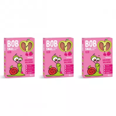 Bob Snail Przekąska jabłkowo-malinowa z owoców bez dodatku cukru Zestaw 3 x 60 g