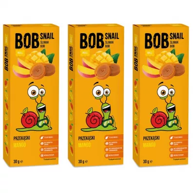 Bob Snail Przekąska mango bez dodatku cukru Zestaw 3 x 30 g