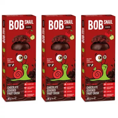 Bob Snail Przekąska jabłkowo-wiśniowa w ciemnej czekoladzie Zestaw 3 x 30 g