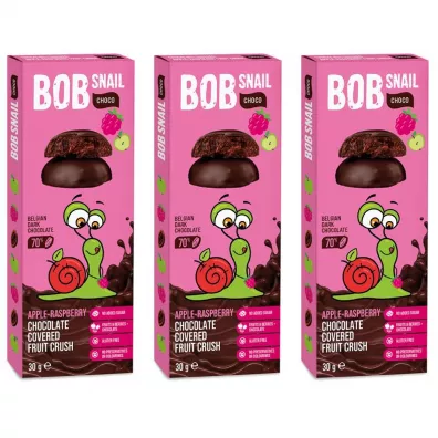 Bob Snail Przekąska jabłkowo-malinowa w ciemnej czekoladzie Zestaw 3 x 30 g